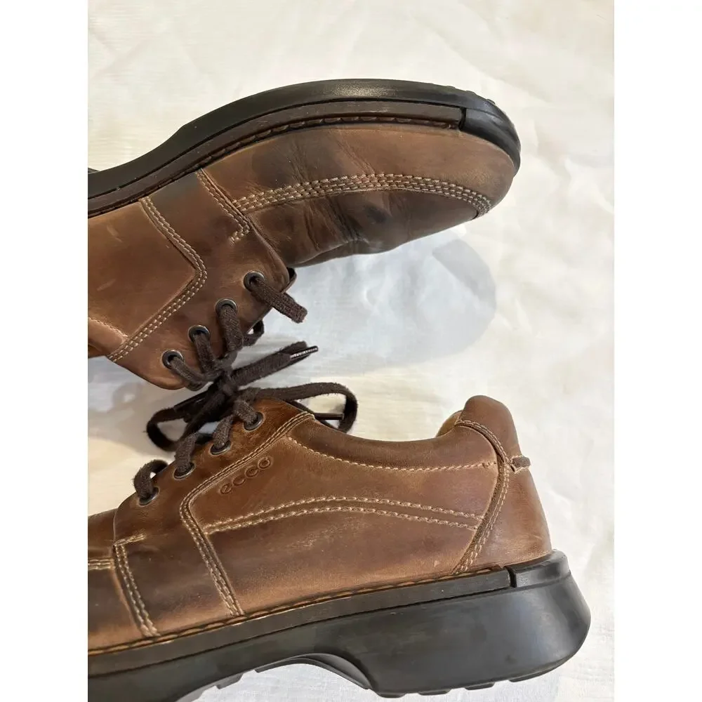 ECCO Fusion II Mens 11 EU 45 Brown Leather Tie Moc Shoe Casual Oxfords Lace up